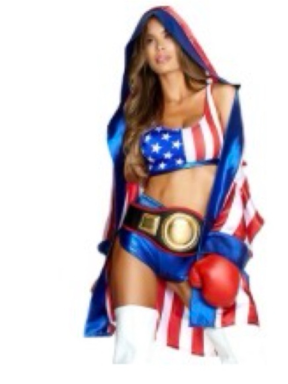 Fashion Nova American Flag Boxing Costume in Red, White & Blue